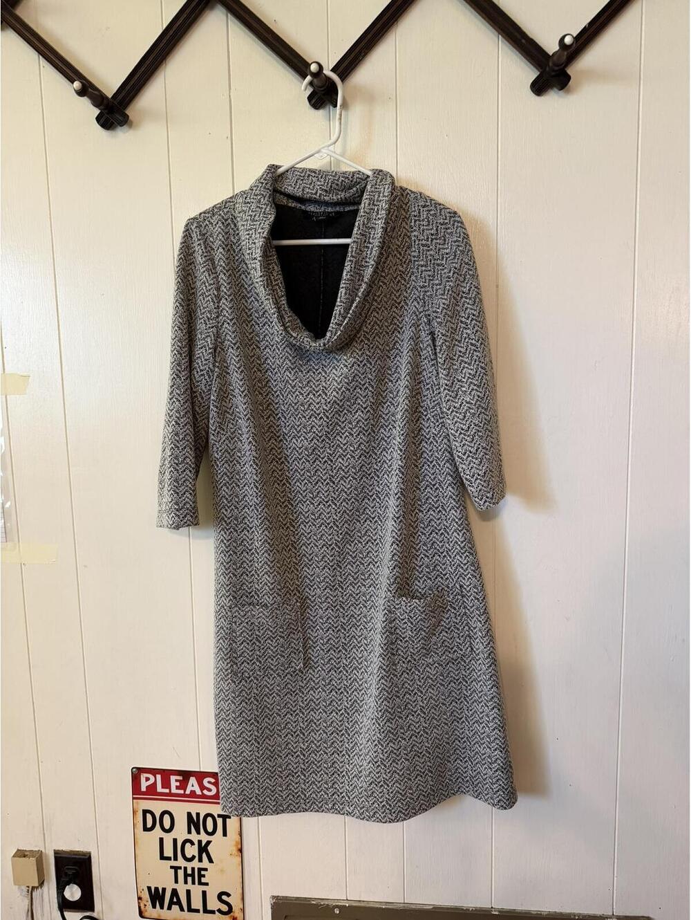 Women’s Gray Herringbone Cowl Neck Dress Size XL